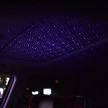1W 5V USB Automobilio Salono LED Šviesos Stogo Kambarys Atmosfera Žvaigždėtas Dangus Lempa, Mėlyna, Violetinė Projektorius Dekoratyvinės Lempos