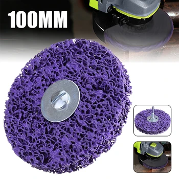 1Pcs 100mm Violetinė Valymo Diskas Poliravimo Rato + Įtvarų Abrazyviniais diskais, Dažų, Rūdžių Šalinimas, Šlifavimo Disko Kampas Malūnėlis