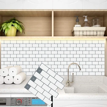 Atsparus vandeniui Namų Žievelės Stick Lipni Virtuvės Backsplash Sienos 3D Mozaikos Plytelės