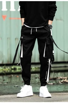 Juostelės Krovinių Kelnės Vyrams, Atsitiktinis Streetwear Kelnes Hip-Hop Madinga atsitiktinis jaunimo slim kelnės Naujos Mados Stilingi vyriški Jogger Kelnės