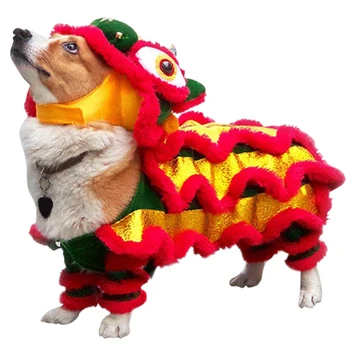 Helovinas Juokingas Šunų Drabužius Naujųjų Metų Pet Kinijos Kostiumas Dragon Dance Liūto Šuo Šalies Lion Dance Raudona Švenčių Pasisekė Kačių Drabužiai