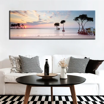 60x180cm-Natūralus Jūros Paplūdimio Medis Saulėlydžio Peizažas Plakatų ir grafikos Paveikslai Tapyba Sienos Meno Nuotrauką Kambarį Cuadros