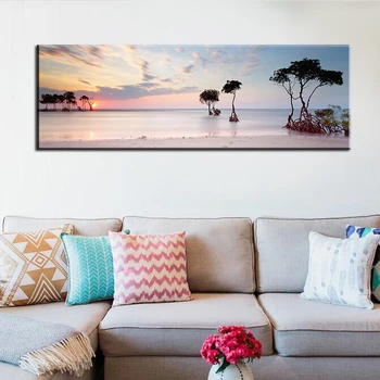 60x180cm-Natūralus Jūros Paplūdimio Medis Saulėlydžio Peizažas Plakatų ir grafikos Paveikslai Tapyba Sienos Meno Nuotrauką Kambarį Cuadros