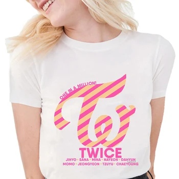 2020 Moterys T Shirts Kpop du Kartus Spausdinti Trumpas rankovėmis Tee Marškinėliai Hip-Hop Drabužius Ulzzang 