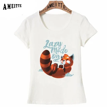 Naujas Mados Vasaros T-Shirt Mielas Raudona Panda Tingus Režimą Dizaino Moterų Marškinėliai Mažiau Panda Print Mergina Atsitiktinis Viršūnes Moteris Tees