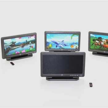 1:12 Miniatiūriniai Lėlių Plačiaekranis TV Su Nuotolinio Flat-Panel-LCD Televizorius Lėlės Namas Priedai Gyvenimo Kambario Baldai Žaislas