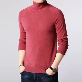 2020 m., nauja rudens Žiemos golfo megztiniai vyrams, ilgomis rankovėmis gryna spalva, žemiausią marškinėliai 20107