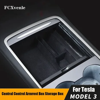 FCXvenle Automobilių Centras Konsolės Laikymo Dėžutė Tesla Model 3 /Y 2021 Konsolė, Flocking Paslėptas Laikiklis Dėžutė Organizatorius Konteineriai