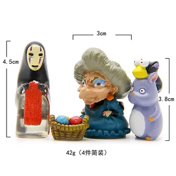 4pcs/set Atkakli Toli Ne Veido Vyras+Sriuba motina+Vilnos krepšys+Pelė Žaislas dydžių, nurodytų Studio Ghibli Hayao Miyazaki Kaonashi Lėlės
