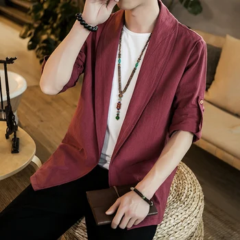 Plius vyriški Roll-up Long Sleeve Shirt Pavasario Prarasti Retro Stiliaus Kinijos Vyrų Mandarinų Apykaklės Varlė Mygtuką Drabužių Žmogus, 5XL