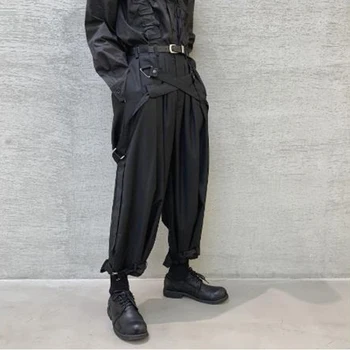 Vyrai Japonija Streetwear Punk, Gothic Tvarstis Atsitiktinis Haremas Ziajać Vyrų Derliaus Hip-Hop Pločio Kojų Kelnės Etape Drabužių Kimono Ziajać