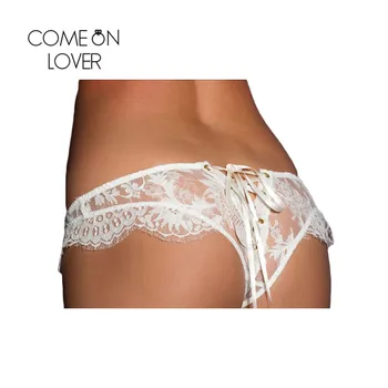 Comeonlover Culotte Femme Sexy Nėrinių Kelnaitės Baltos spalvos Gėlių Mažas Juosmens Tuščiaviduriai Iš Pamatyti Per Nėrinių Apatiniai Moterims M-5XL PI5138