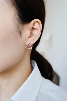 Mados Trikampio rėmo stud auskarai Aukso Spalvos/sidabro padengtą/rožinė Aukso Spalvos stud auskarai