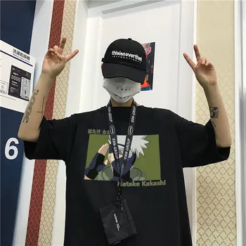 Kietas Naruto Marškinėliai Vyrams Japonijos Kakashi T-shirt Streetwear Harajuku Atsitiktinis Trumpas Rankovės Negabaritinių Viršūnės Vasarą Japonijoje Tshirts