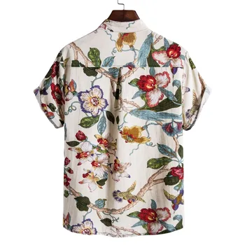 2020 m. Europos ir Amerikos nauji vyriški marškiniai karšto pardavimo vientisos spalvos atsitiktinis stovėti apykaklės trumpas rankovės medvilnės ir lino marškiniai
