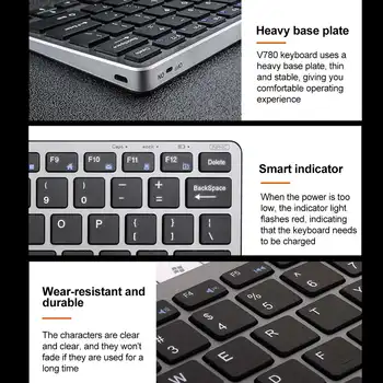 Įkrovimo 2.4 G Bevielio Silent Klaviatūrą ir Pelę Mini Multimedia Keyboard Mouse Combo Set For Notebook Laptop KOMPIUTERIO