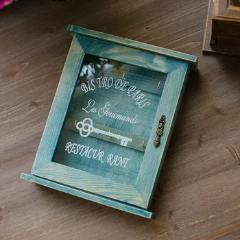 Derliaus Mėlynos Spalvos Medinis Namas klavišą dėžutė medinė rakto saugojimo bylos Klavišą pakabos, dėžutės, medinės saugojimo bylos