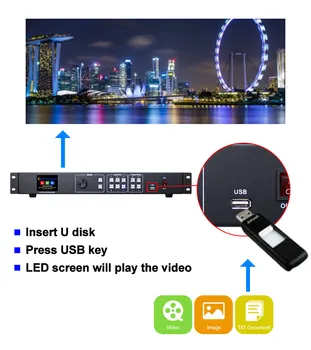 Nuomos vaizdo siena: LED vaizdo procesorius MVP300 scaler HD HDMI VGA DVI USB valdiklio dalių