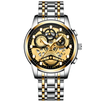 Žiūrėti Vyrų Skeletas Automatinis kvarco Žiūrėti Aukso Skeletas Derliaus Vyras Watchwrist laikrodžiai vyrams