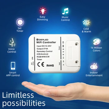 Smart WIFI RGBWW LED VALDIKLIS 6 Pin Juostelės Žibintai su Muzika, Wifi Valdytojas Smartfon APP Kontrolės Prabudau už Alexa 
