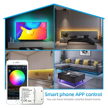 Smart WIFI RGBWW LED VALDIKLIS 6 Pin Juostelės Žibintai su Muzika, Wifi Valdytojas Smartfon APP Kontrolės Prabudau už Alexa 