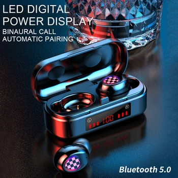 Bluetooth 5.0 laisvų rankų įranga V8 TWS belaidės ausinės LED touch ausinių sporto vandeniui ausinės ausinės su įkrovimo atveju pk B5