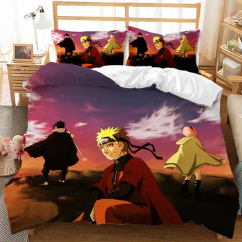 Naruto berniukas mergaitė 3D animaciją, skaitmeninis spausdinimas 2/3pc antklodė padengti užvalkalas dvigulė lova nustatyti lakštai padengti antklodė patalynės Kalėdų