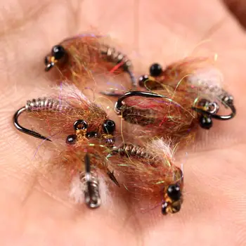 Bimoo 6PCS/Lot #8 Ruda Dragonfly Nimfos Žvejybos Skristi, Upėtakių Bass Panfish Žvejybos Skrenda Masalas, Jaukas su Juodo Plastiko Akis