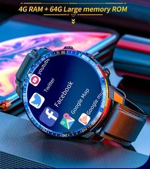 Carkira 4G Smart Watch Vyrų GPS WIFI ir Su SIM Kortele 1.6 Colių Ekranas 4G+64GB HD Kamera, 