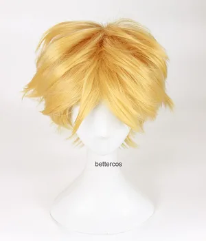 Aukštos Kokybės Adrien / Cat Noir Cosplay Perukai Trumpas Golden Blonde Karščiui Atsparių Sintetinių Plaukų Perukas + Perukas Bžūp