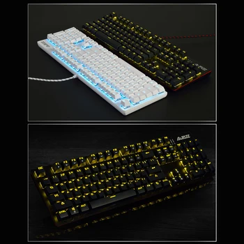 Ajazz ROBOCOP 104 klavišai laidinio mechaninė žaidimų klaviatūros apšvietimas ruda/juoda/mėlyna/raudona jungikliai anti-šešėlius N-raktas nuo apsivertimo