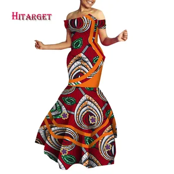 Afrikos drabužiai moterims Mados Suknelė Dashiki Moterims siūlome peties Suknelė pluz dydžio Medvilnės Afrikos Drabužių šalies WY4794