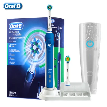 Oral-B Pro 4000 Elektrinis Įkraunamas dantų Šepetėlis, Ultragarso 3D Smart Dantų Balinimo Šepetys Suaugusiųjų Dėmių Šalinimas, atsparus Vandeniui