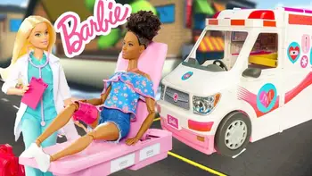 ORIGINALBarbie kız bebek oyuncak klinik araç ve Playset ambulans Norme araba oyuncak daktaras aksesuarları FRM19 Barbie oyuncaklar