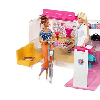 ORIGINALBarbie kız bebek oyuncak klinik araç ve Playset ambulans Norme araba oyuncak daktaras aksesuarları FRM19 Barbie oyuncaklar