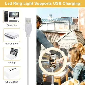 Apvalaus Pagrindo Pritemdomi LED Žiedo Lempos Nešiojamų Saugojimo Išardomi Mobiliojo Telefono Selfie Užpildyti Lempa Vaizdo Gyventi Studija