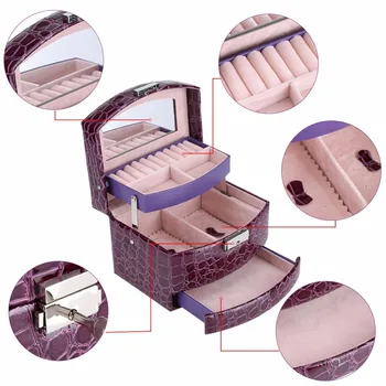 Sluoksnių papuošalų Dėžutės ir pakuotės Odos makiažo Organizatorius talpinimo Konteinerių Atveju Nuodų Lauke Moterų Kosmetikos Dėžutę