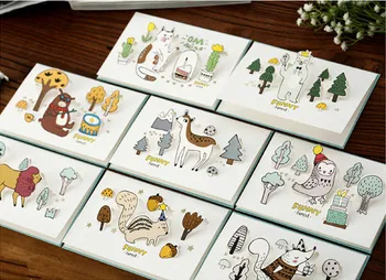 8 dizaino naujumo animacinių filmų miško gyvūnai 3D atvirukas ačiū kortelę gimtadienio, kalėdų dovanų paketas, raštinės reikmenys