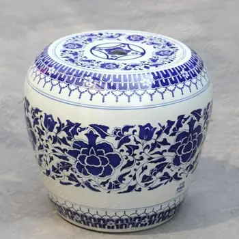 Kinijos tapybos Mėlynos ir Baltos keramikos būgno porceliano sodo kėdžių, Glazūruotos keraminės antikvariniai porceliano kinų sodas išmatose