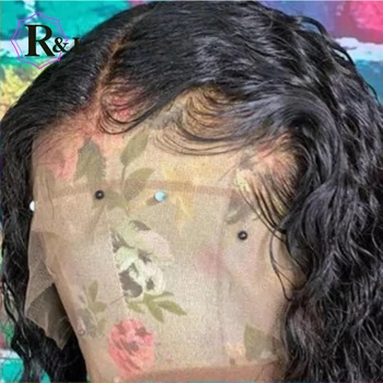 RULINDA Garbanotas Perukas Brazilijos T Dalis Žmonių Plaukų Su Kūdikio Plaukų, Ne Remy Plaukų Prieš Nupeštos 130% Tankis Vidurinė Dalis