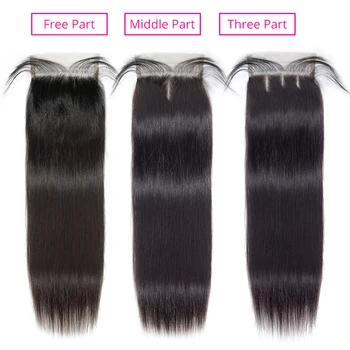 Malaizijos 3 Ryšulius su Uždarymo Tiesūs Plaukai Ryšulius su Uždarymo Natūralių Spalvų Remy Human Hair Ryšulius su Uždarymo IKI Plaukų