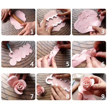 1Set/3Pcs Torto Formos 3D Rose Žiedlapis Gėlės Formos Pjoviklis Maker 