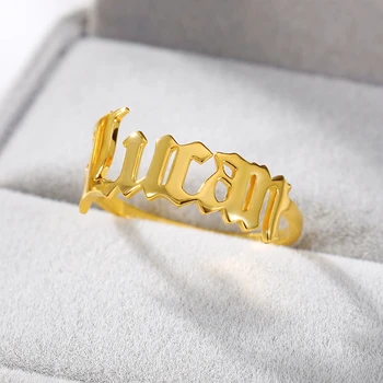 Pasirinktinis Pavadinimas Žiedas Asmeninį Aukso, Platinos Žiedai moterims кольцо Bijoux Femme Vestuvių Juostoje Užsakymą Raides, Inicialus Žiedas