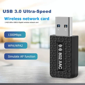 5 ghz Wifi USB Wifi Adapteris AC 1300Mbps Wi-fi Adapteris USB 3.0, Ethernet