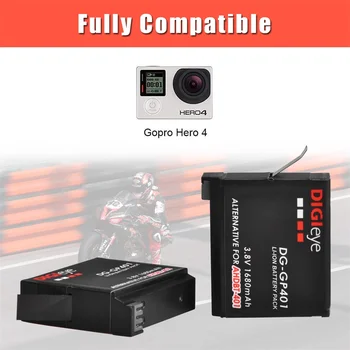 3pcs AHDBT-401 Bateriją už Gopro Hero 4 Sidabro, Herojus 4 Black GoPro AHDBT-401Action fotoaparato Priedai
