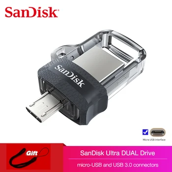 Sandisk originalus Pen Ratai Mini USB 3.0 Dual OTG USB Flash Drive 32GB 64GB 128GB 256 GB PenDrives, skirta 