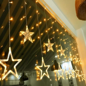 2,5 M Kalėdų LED Lemputės 220V Romantiška Fėja Star LED Užuolaidų String Apšvietimas Atostogų Vestuvių Girliandą Šalies Apdaila