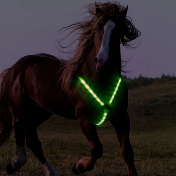 Arklių Diržas Diržai Apykaklės Breastplate Reguliuojamas Naktį Matomas LED Šviesos Krūtinės Diržo Saugaus Jojimo Įranga