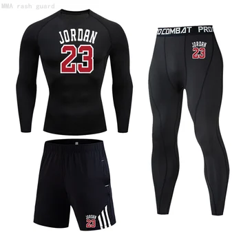 Jordan Krepšinio 23 Mokymo Drabužių Suspaudimo Stora antblauzdžiai T-shirt marškinėliai Sporto Shorts Mens 3 dalių kostiumą Veikia kostiumas vyrams