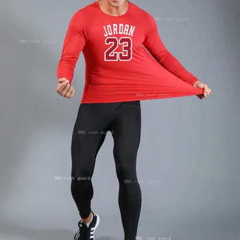 Jordan Krepšinio 23 Mokymo Drabužių Suspaudimo Stora antblauzdžiai T-shirt marškinėliai Sporto Shorts Mens 3 dalių kostiumą Veikia kostiumas vyrams